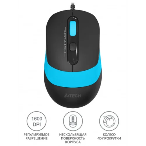 Мышь A4Tech Fstyler FM10 черный/синий оптическая (1600dpi) USB (4but)